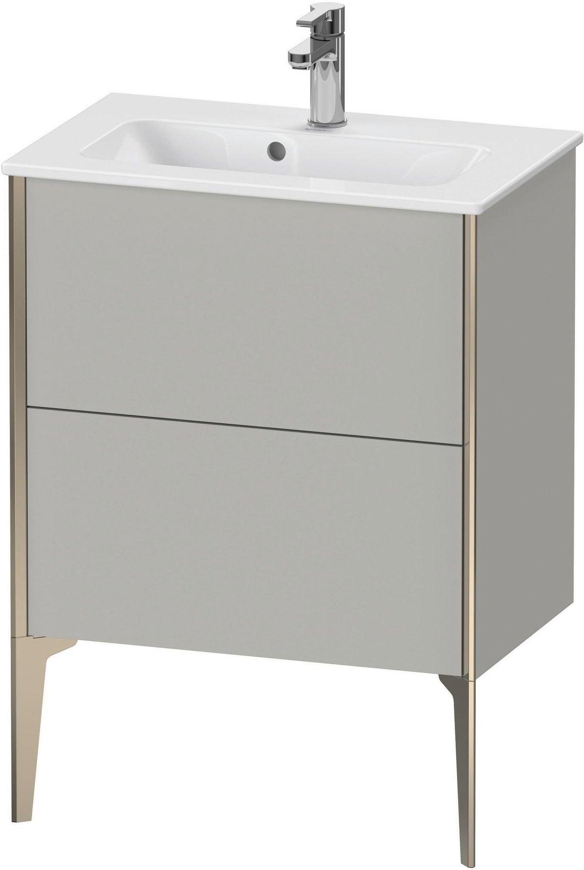 Duravit XViu Waschtischunterbau bodenstehend 610 mm, 2 Auszüge, champagner matt/weiß matt