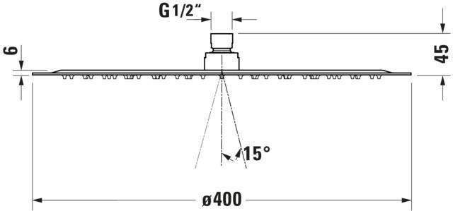 DURAVIT D400 Kopfbrause rund 400 mm Chrom – 1 Strahl, Antikalk, Wand- und Deckenmontage