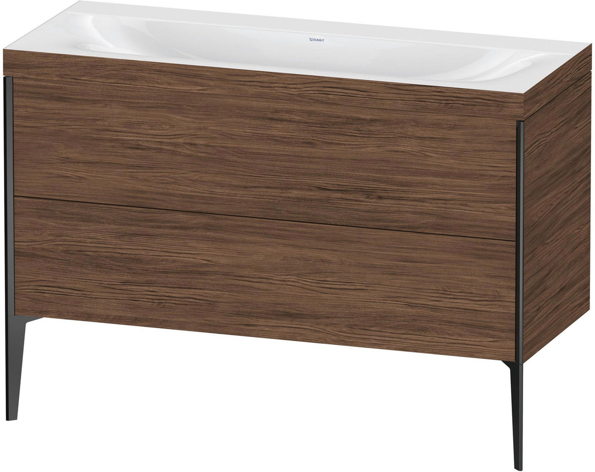 DURAVIT XViu Waschtischunterbauset 1200 mm mit 2 Auszügen, Schwarz Matt / Amerikanischer Nussbaum