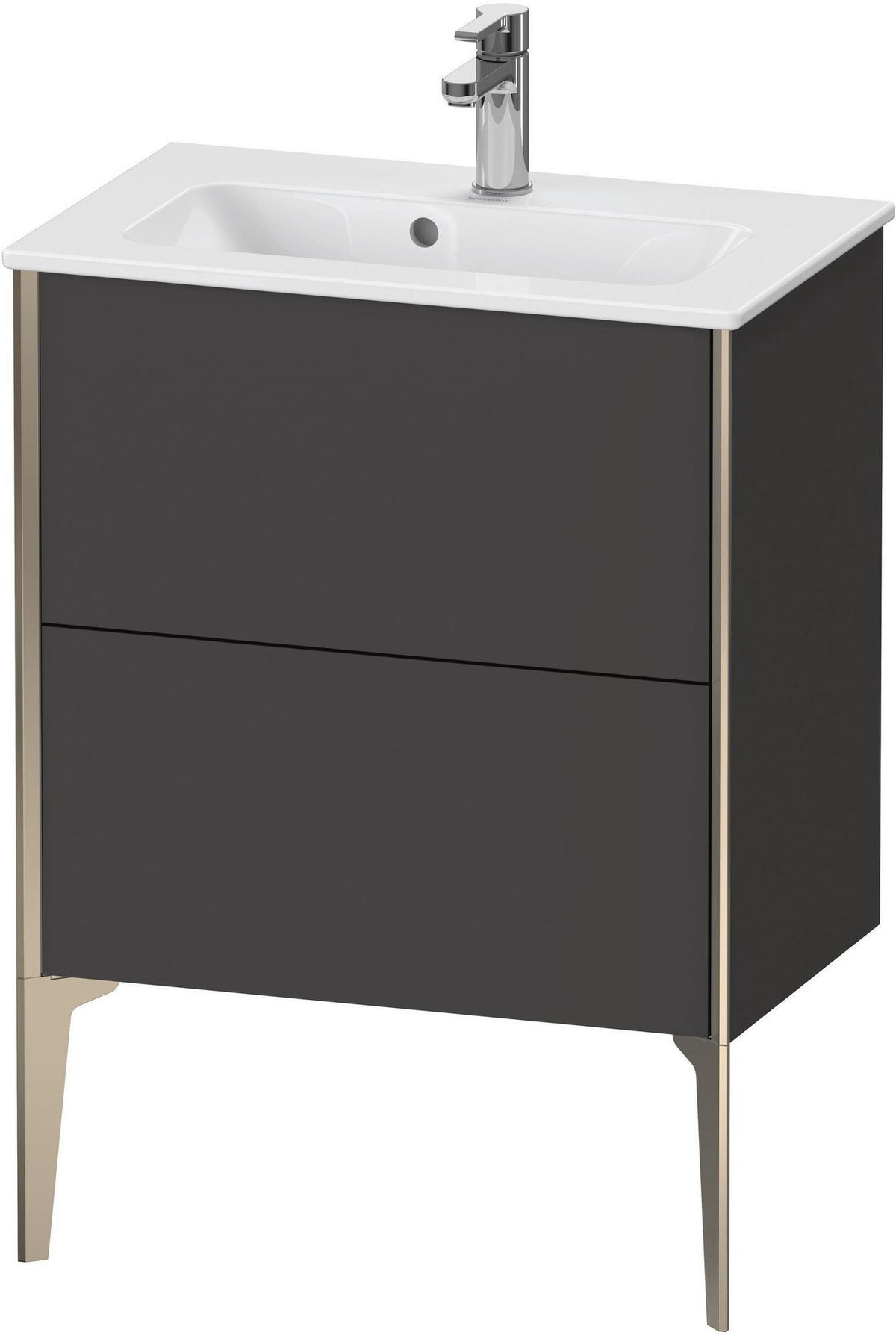 Duravit XViu Waschtischunterbau bodenstehend 610 mm, 2 Auszüge, champagner matt/weiß matt