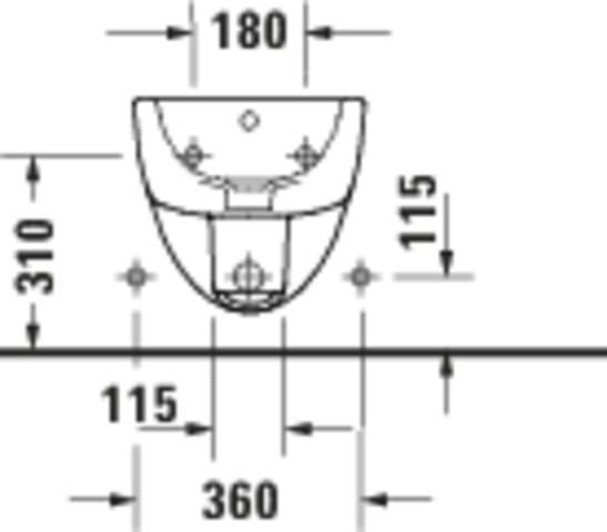 DURAVIT D-Code Wand Bidet 540 mm Weiß mit Überlauf und Hahnlochbank
