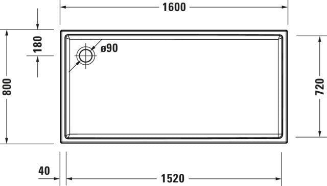 DURAVIT Starck Slimline Duschwanne 1400x750 mm Weiß Sanitäracryl mit Antislip