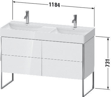 Duravit Waschtischunterbau XSquare 731x1184x460 mm, 4 Auszüge, weiß matt, für DuraSquare