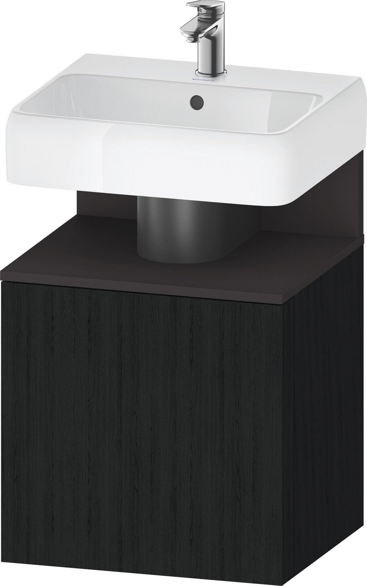 DURAVIT Qatego Waschtischunterbau 490 mm wandhängend, 1 Tür links, Weiß Matt mit Eiche Schwarz Nische