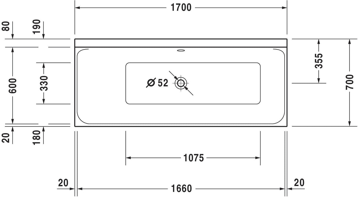 Duravit P3 Comforts Rechteck-Badewanne 1700x700 mm, Einbauwanne mit linker Rückenschräge, weiß