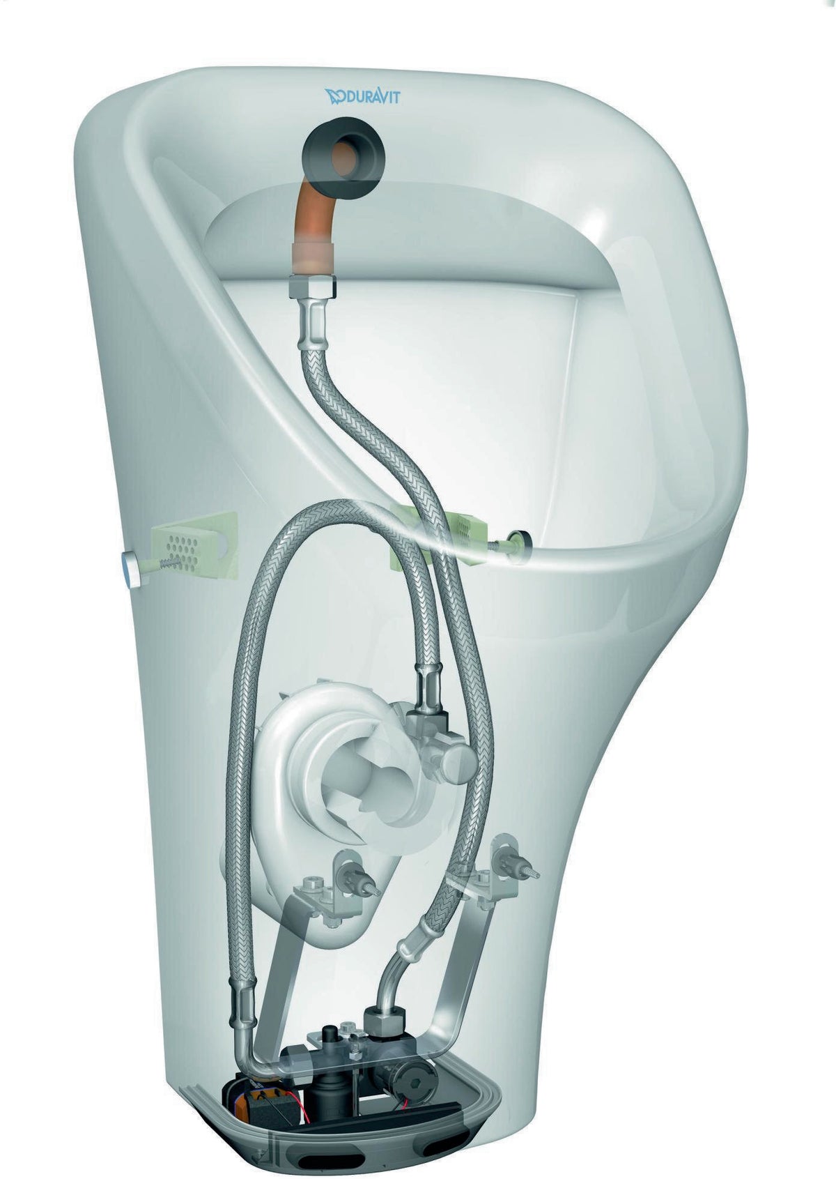 Duravit DuraStyle Elektro-Urinal weiß mit Fliege, Batteriebetrieb, Zulauf hinten