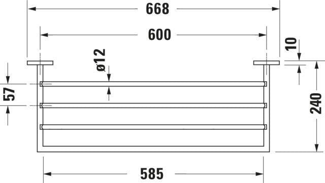 DURAVIT Karree Handtuchablage Chrom 240x668x35 mm – 4 Stangen Wandmontage