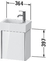 Duravit Waschtischunterbau XVIU 397 mm – Wandhängend, 1 Tür, Aluminiumprofil, für Vero Air