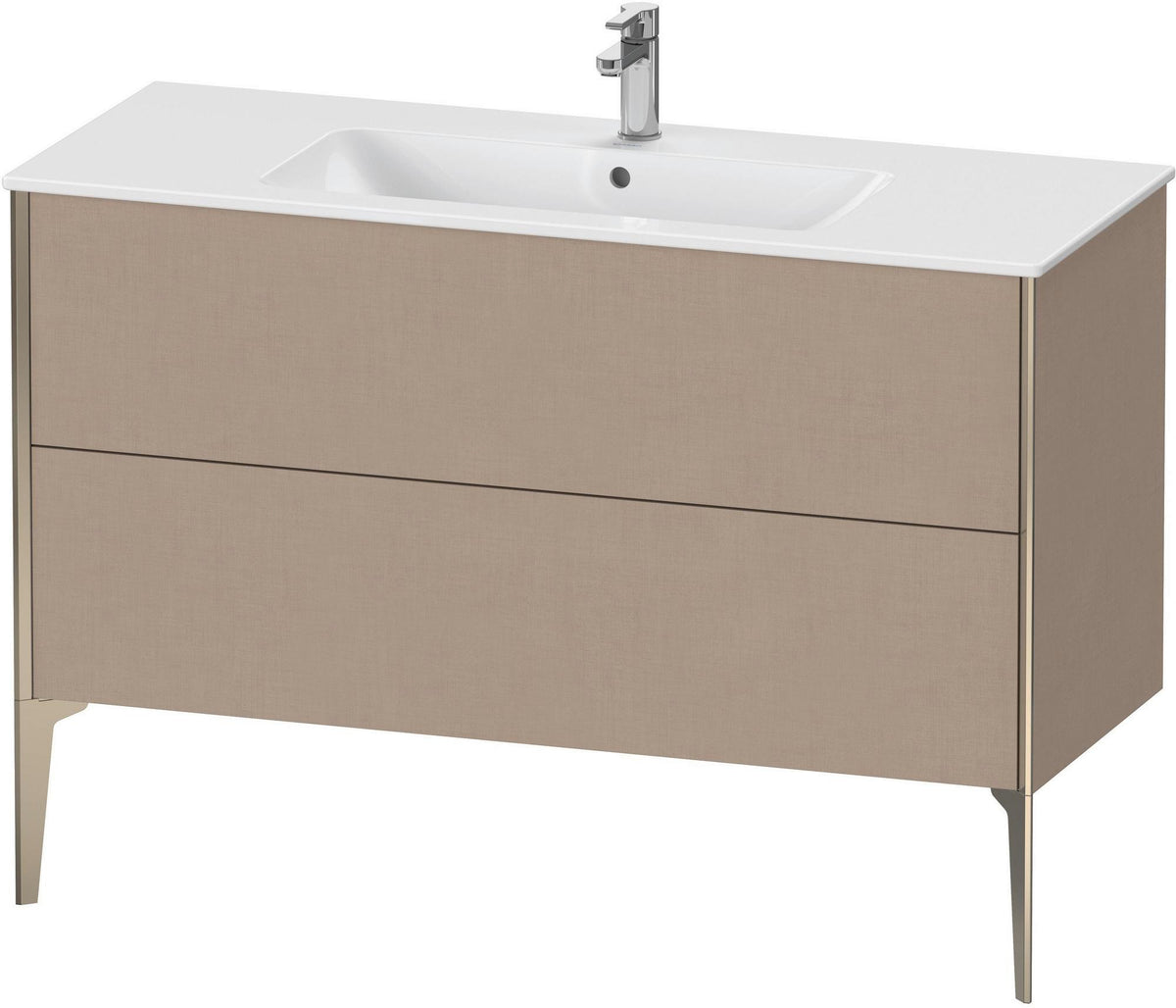 DURAVIT XViu Waschtischunterbau bodenstehend 1210 mm, 2 Auszüge, champagner matt/weiß matt