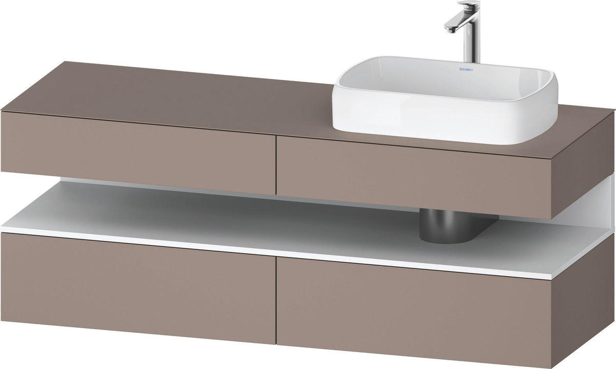 Duravit Qatego Konsolenwaschtischunterbau 1600 mm Weiß Hochglanz mit Eiche Schwarz Nische