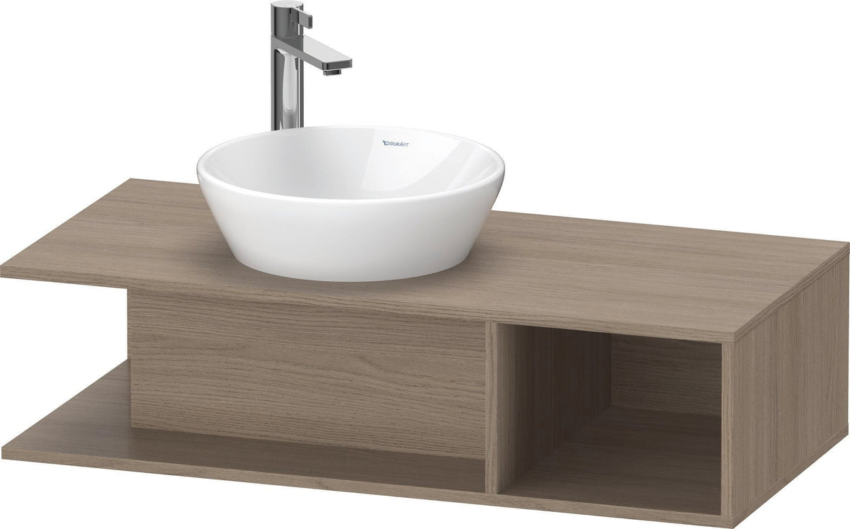 Duravit D-Neo Waschtischunterbau wandhängend 800 mm Eiche Terra, Becken links, 1 offenes Fach