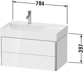 Duravit XSquare Waschtischunterbau 784 mm wandhängend, 2 Schubkästen, weiß matt, mit Tip-On-Technik