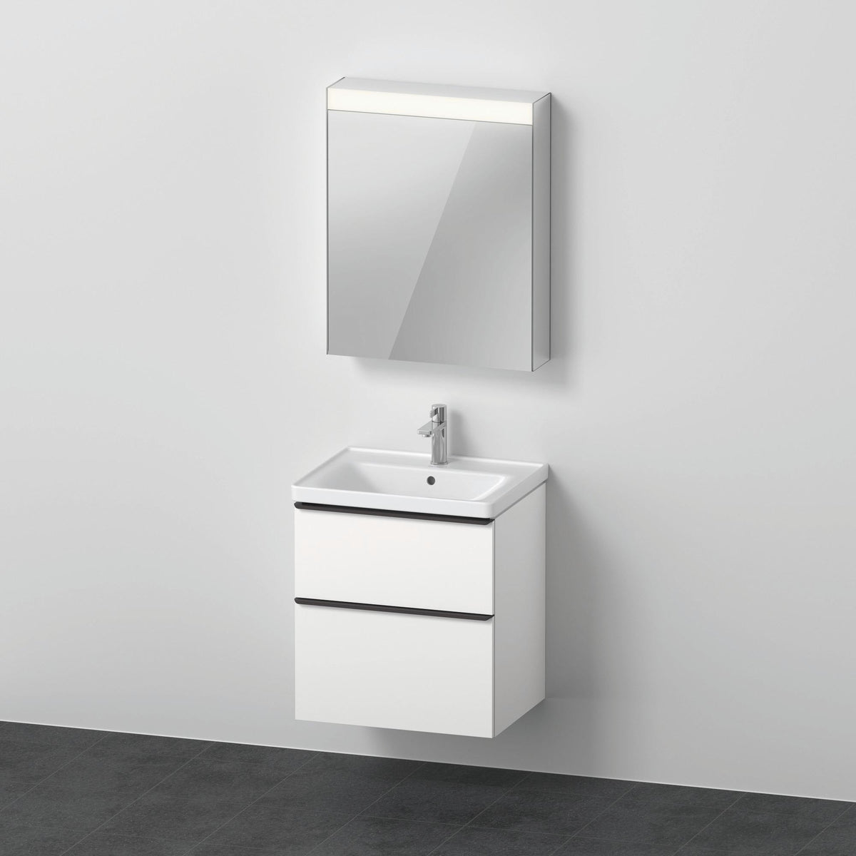 DURAVIT D-Neo Möbel-Set wandhängend 600x480mm mit Waschtisch, Unterbau, Spiegelschrank und LED-Beleuchtung in Eiche