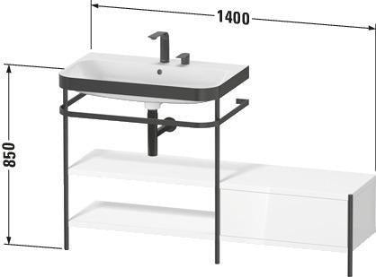 Duravit Happy D.2 Plus Waschtischunterbau 1400 mm mit Metallkonsole supermatt