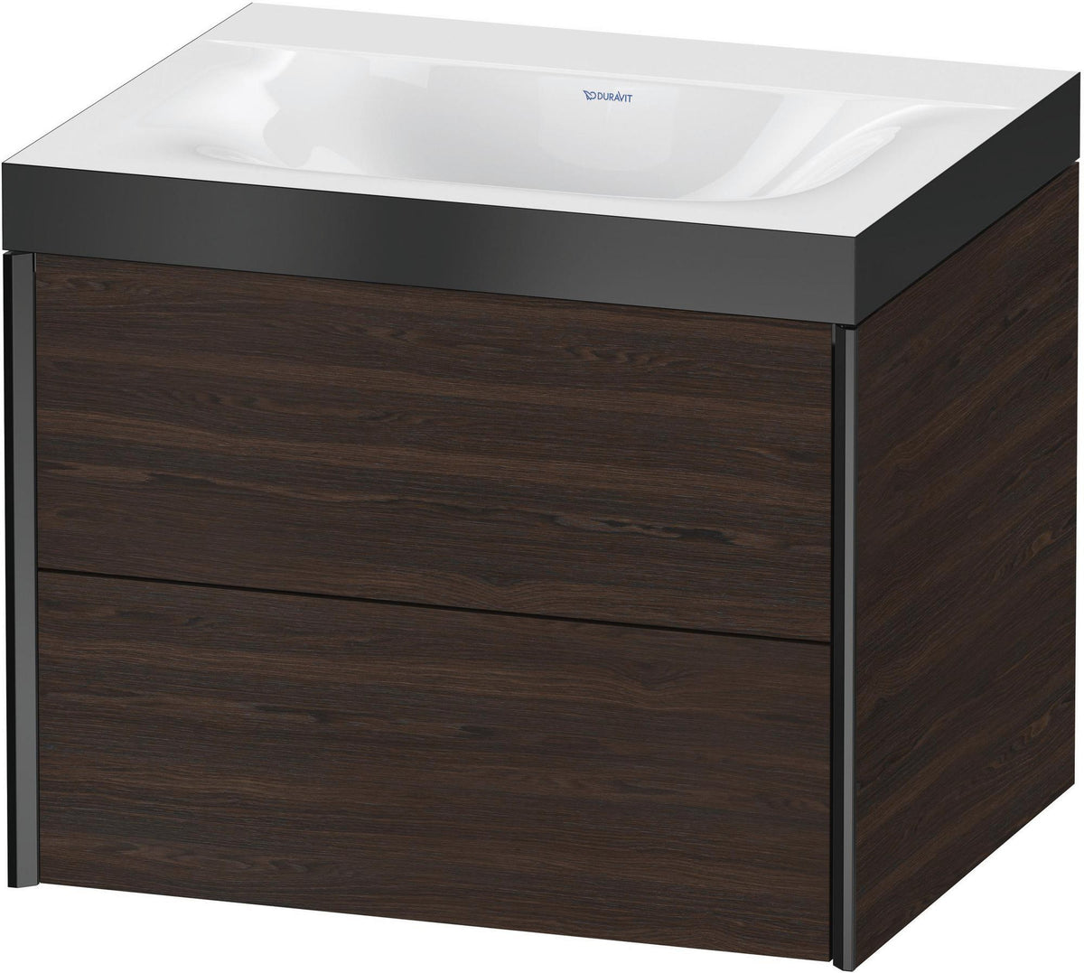 Duravit XViu Waschtischunterbau 600 mm mit 2 Schubkästen, schwarz matt/Nussbaum, wandhängend