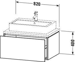 Duravit L-Cube Konsolenwaschtischunterbau 820 mm betongrau matt, 1 Auszug, wandhängend
