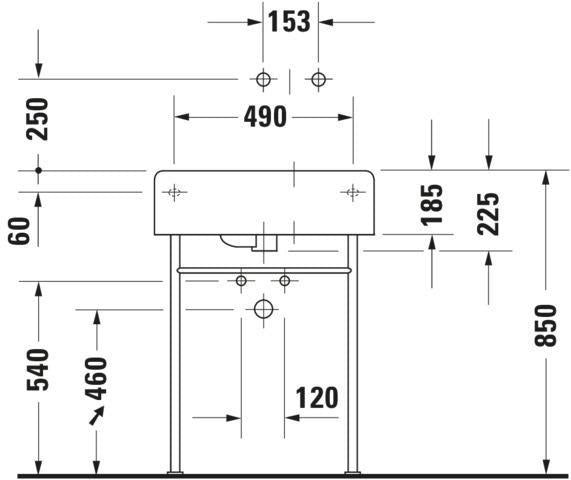 DURAVIT Design Classics Wandwaschtisch 615 mm, Becken links, mit Überlauf, weiß