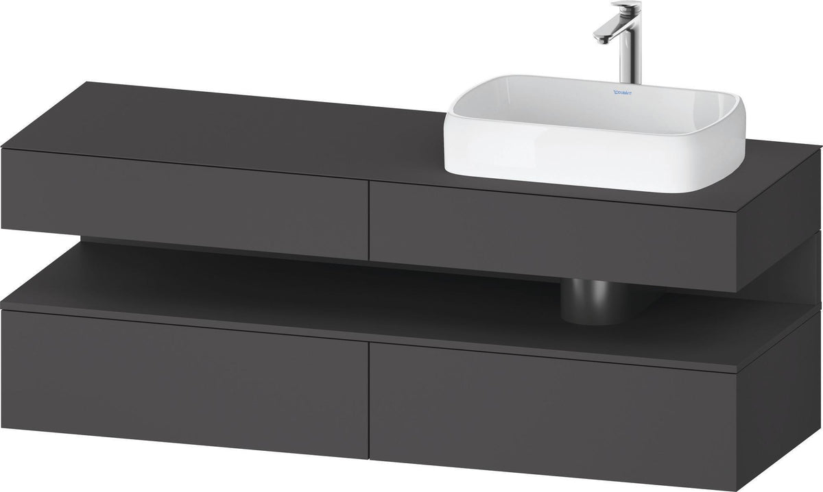 Duravit Qatego Konsolenwaschtischunterbau 1600 mm Weiß Hochglanz mit Eiche Schwarz Nische