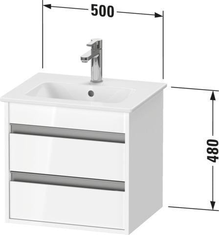 Duravit Ketho Waschtischunterbau 500 mm Eiche Terra mit 2 Schubkästen und Soft-Close