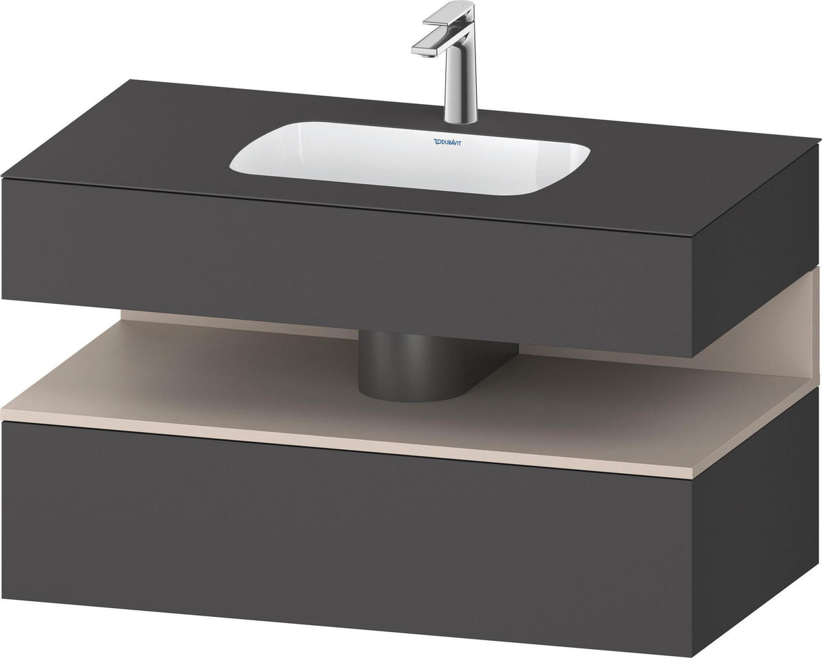 DURAVIT Qatego Einbauwaschtisch mit Konsolenwaschtischunterbau 1000 mm, 1 Auszug, antibakteriell
