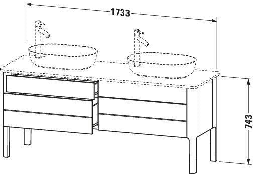 Duravit Luv Konsolenwaschtischunterbau bodenstehend 1733 mm weiß seidenmatt mit 2 Auszügen