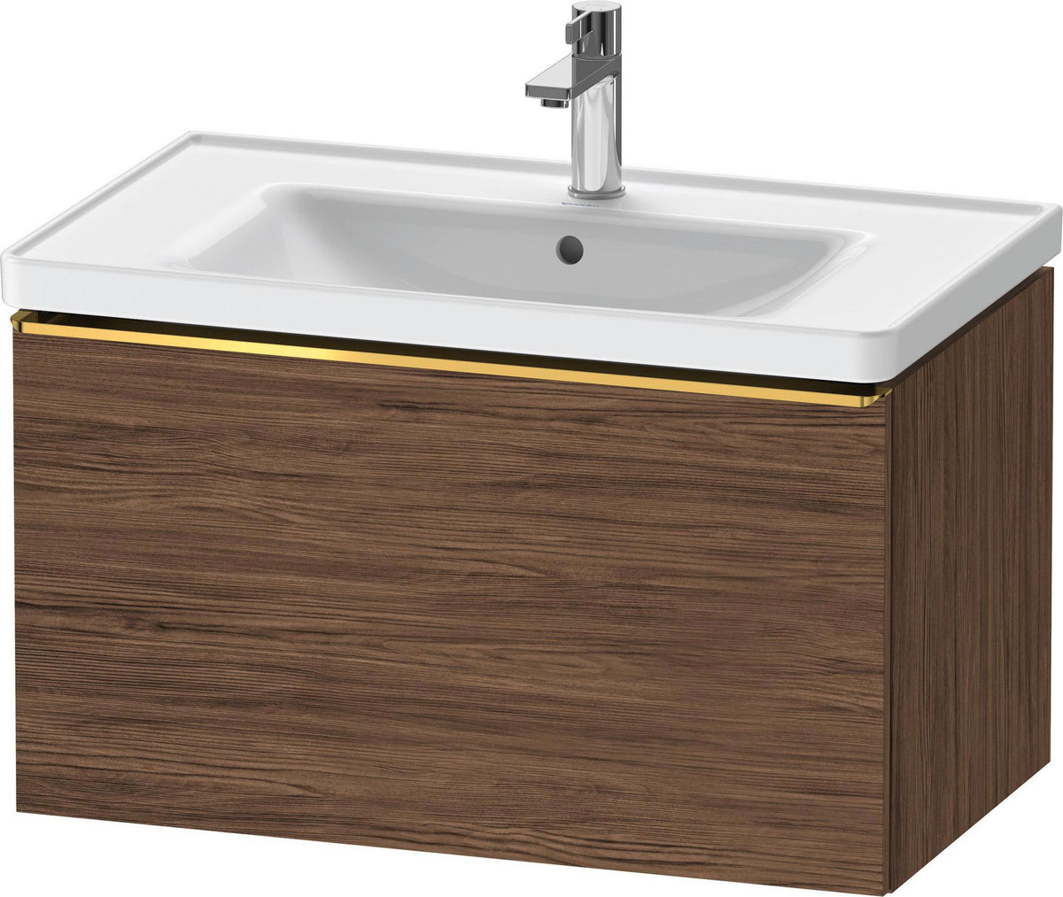 Duravit D-Neo Waschtischunterbau 784 mm Eiche Schwarz Matt mit 1 Auszug und Bronze-Griff