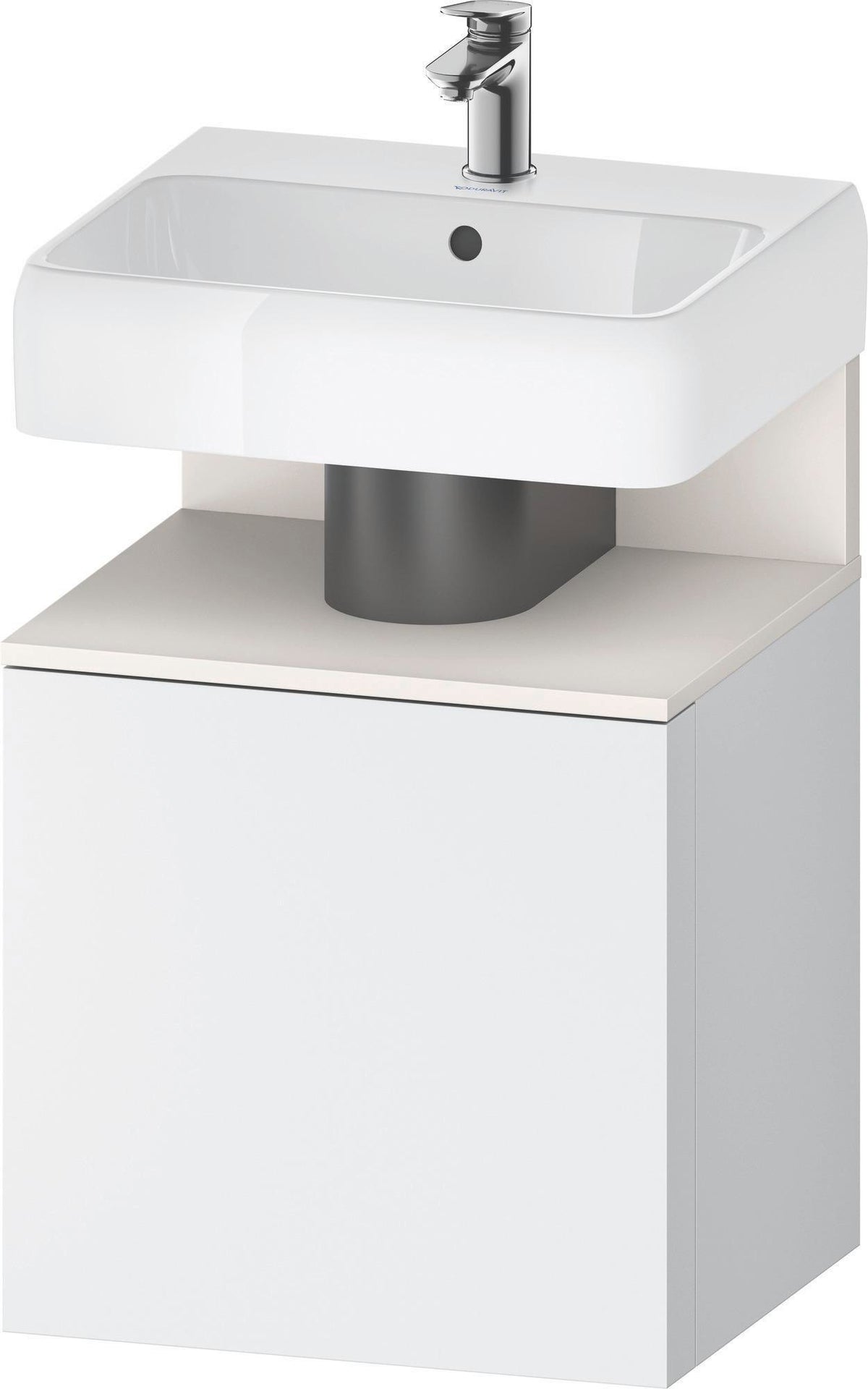 DURAVIT Qatego Waschtischunterbau 490 mm wandhängend, 1 Tür links, Weiß Matt mit Eiche Schwarz Nische