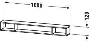 DURAVIT L-Cube Regalelement 1000 mm betongrau matt, 3 Fächer, wandhängend