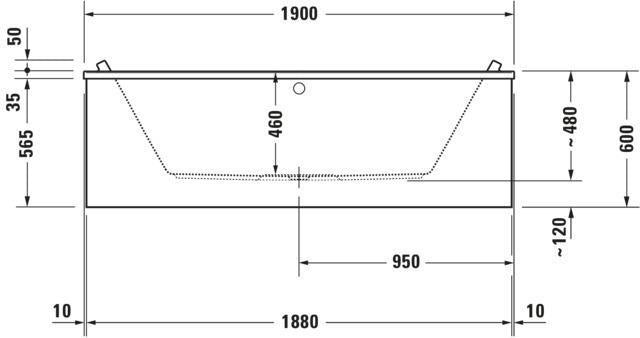 DURAVIT Starck Badewanne 1900x900 mm Einbau mit Mittelablauf, 2 Rückenschrägen, Weiß