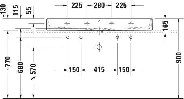 Duravit Waschtisch Vero Air 1200 mm mit Überlauf, 2 Hahnlöchern, 1 Becken, geschliffen, weiß