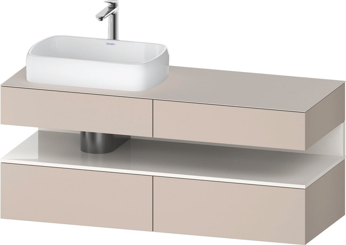 DURAVIT Qatego Studio F. A. Porsche Konsolenwaschtischunterbau 1400 mm Weiß Matt mit LED-Nischenbeleuchtung