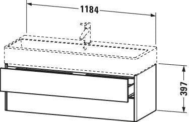 Duravit XSquare Waschtischunterbau 1184 mm mit 2 Schubkästen in Steingrau matt