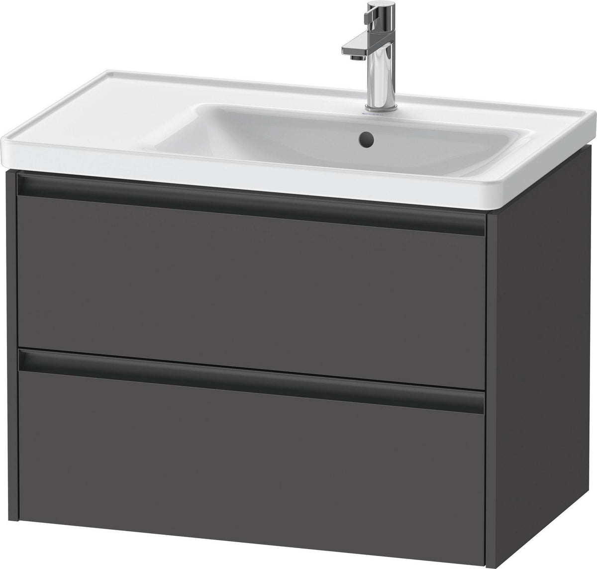 DURAVIT Ketho.2 Waschtischunterbau 784 mm wandhängend, betongrau matt, 2 Schubkästen, Becken rechts