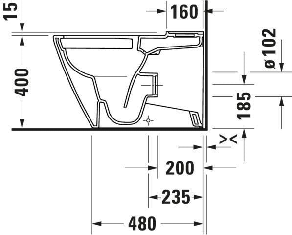 DURAVIT D-Neo Stand-Tiefspül-WC 650 mm rimless, weiß, Abgang Vario