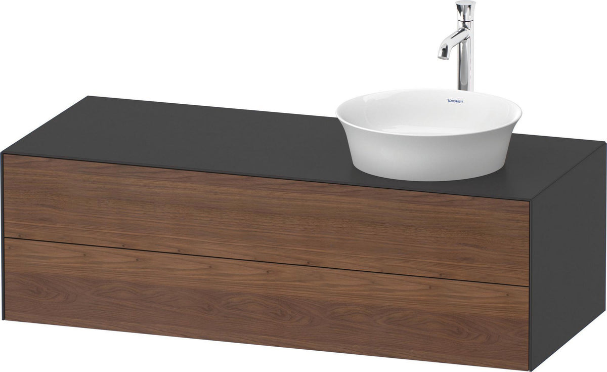 DURAVIT White Tulip Waschtischunterbau 1300 mm wandhängend, 2 Schubkästen, Becken rechts, Nordic Weiß seidenmatt