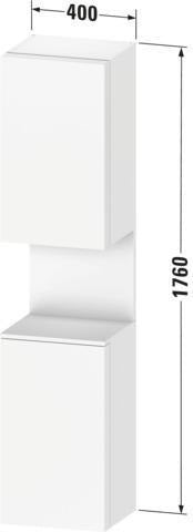 DURAVIT Qatego Hochschrank 400x360x1760 mm Eiche Terra Matt mit 2 Türen und Tip-on Technik