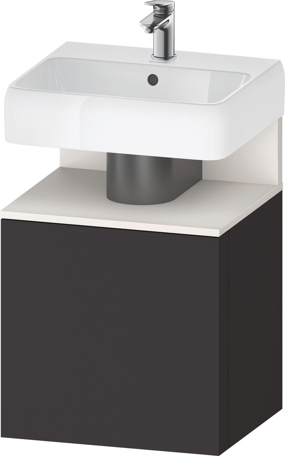 DURAVIT Qatego Waschtischunterbau 490 mm wandhängend, 1 Tür links, Weiß Matt mit Eiche Schwarz Nische