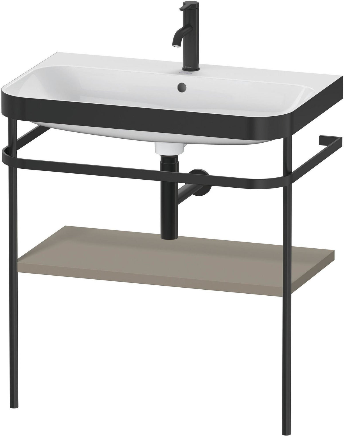 Duravit Happy D.2 c-bonded Waschtischset 775 mm mit Metallkonsole, Steingrau Seidenmatt