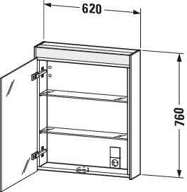 DURAVIT Brioso Spiegelschrank 620 mm graphit matt – 1 Tür links, LED-Beleuchtung, Steckdose