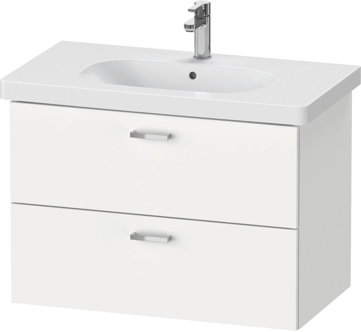 Duravit XBase Waschtischunterbau wandhängend 600 mm, 2 Schubladen, weiß matt – Soft-Close