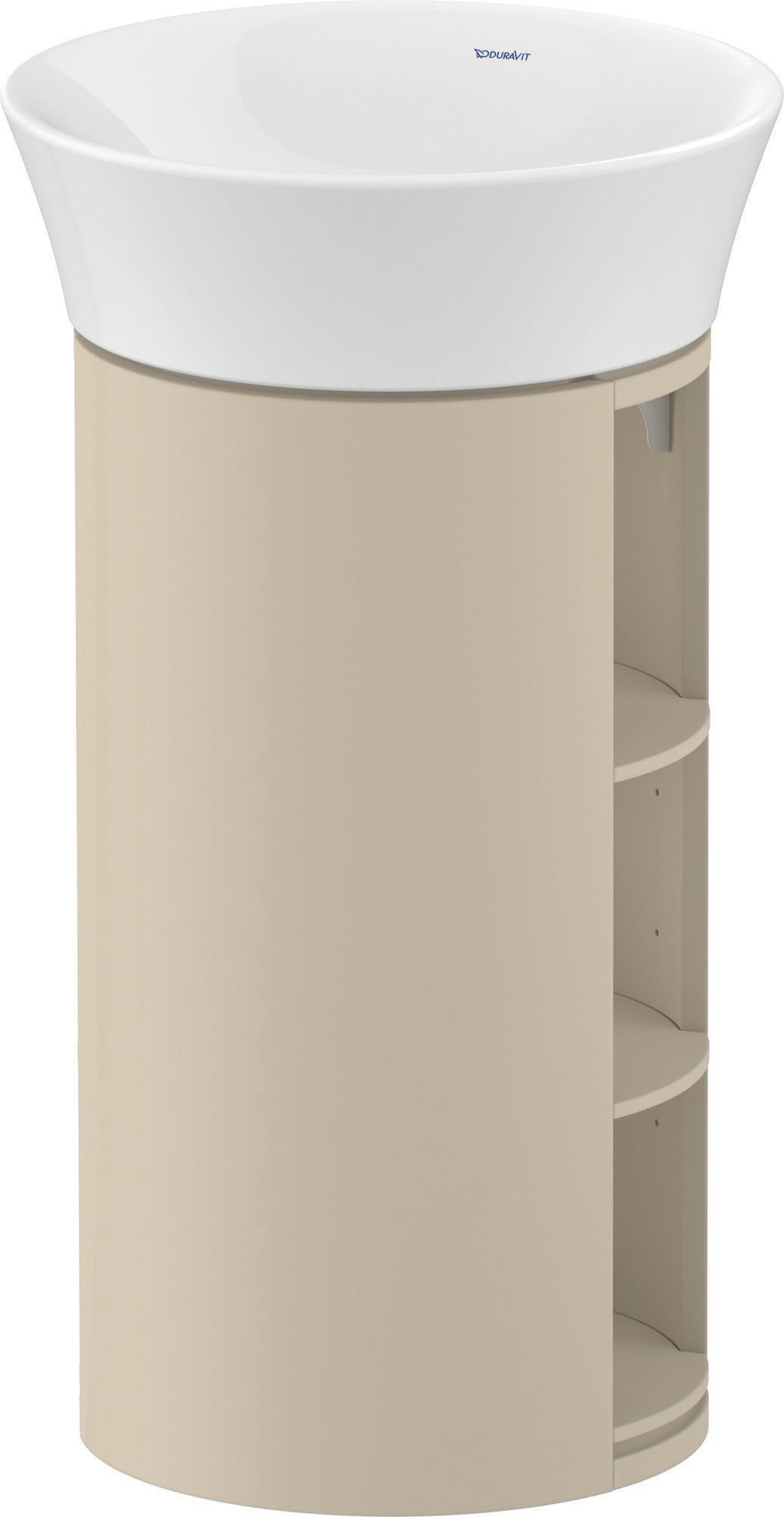 Duravit White Tulip Waschtischunterbau bodenstehend, 410 mm, Amerikanisch Nussbaum / Taupe Hochglanz, 3 offene Fächer, von Philippe Starck