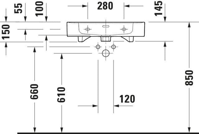 DURAVIT Soleil by Starck Möbelwaschtisch 600 mm Weiß mit Überlauf und 1 Hahnloch