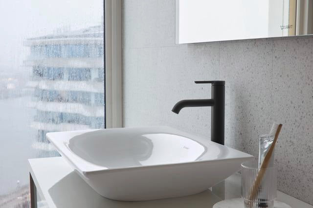 DURAVIT C.1 Einhebel-Waschtischmischer L ohne Zugstange, Schwarz Matt, 136 mm Ausladung