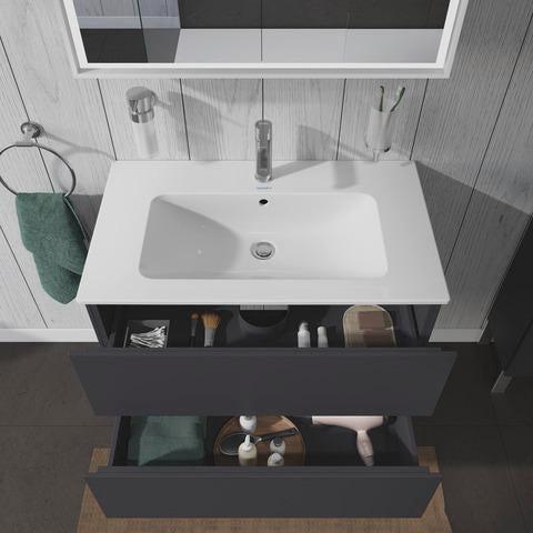 Duravit L-Cube Waschtischunterbau 820 mm taupe matt mit 2 Schubkästen und Tip-On-Technik