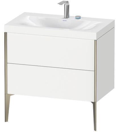 Duravit XViu Möbelwaschtischset 800x480mm mit Unterbau, 2 Auszügen & Viu Waschtisch – Nussbaum Mitte