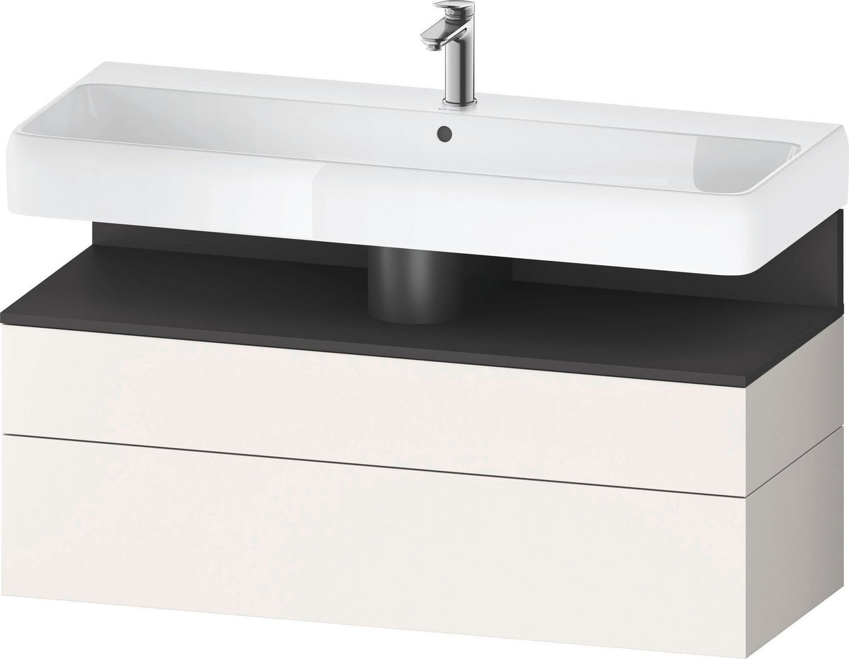 Duravit Qatego Waschtischunterbau 1190 mm – Weiß Matt mit Eiche Schwarz Nische, 1 Auszug, LED