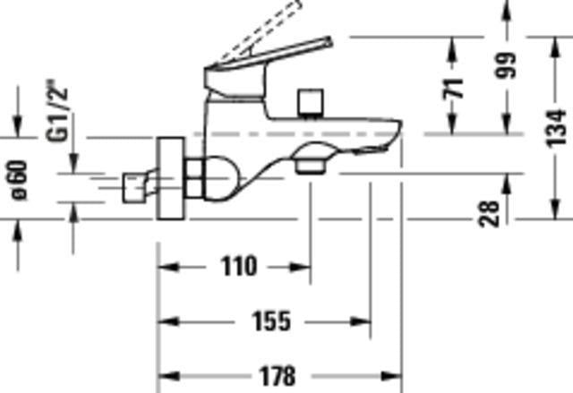 DURAVIT Duravit No.1 Einhebel-Wannenmischer Aufputz Keramikmischsystem Chrom