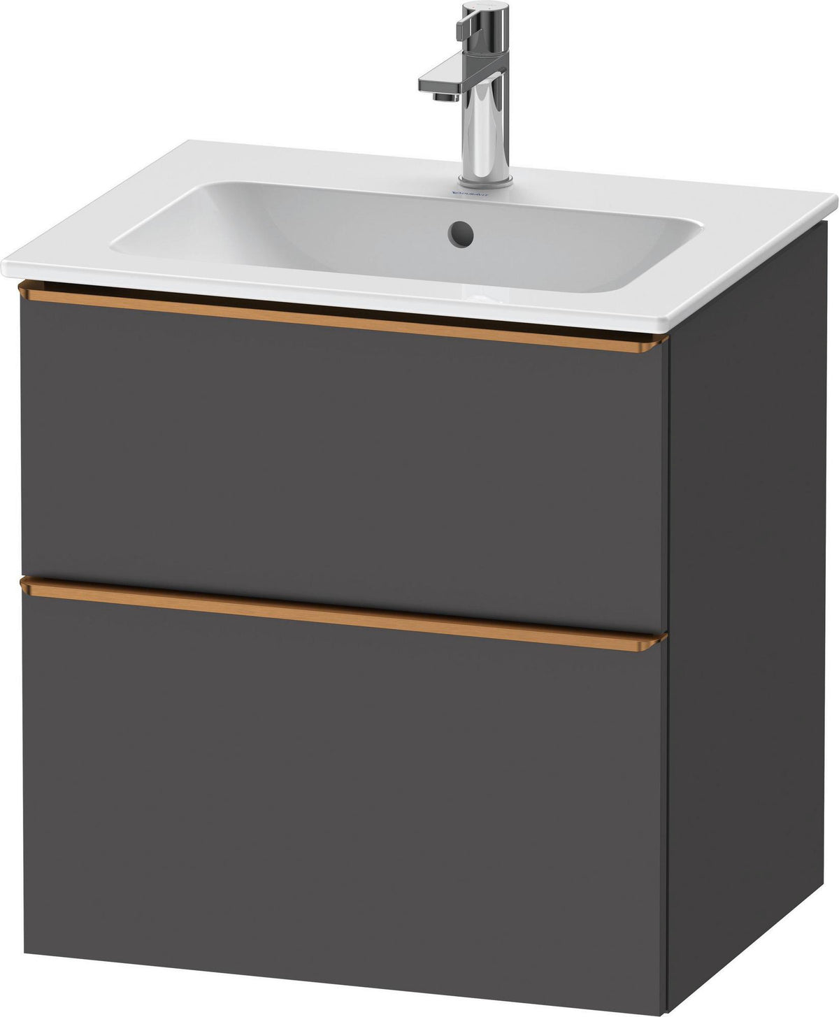 DURAVIT D-Neo Waschtischunterbau 610 mm Eiche Schwarz mit Bronze Griff – wandhängend