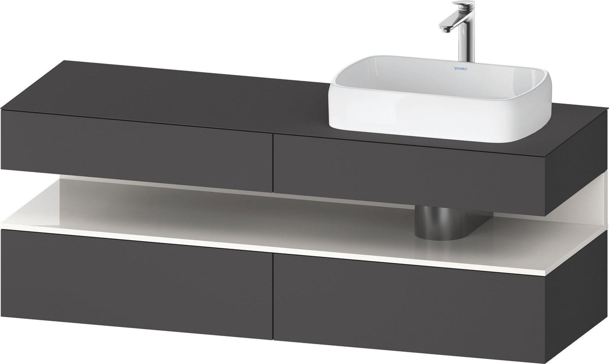 Duravit Qatego Konsolenwaschtischunterbau 1600 mm Weiß Hochglanz mit Eiche Schwarz Nische