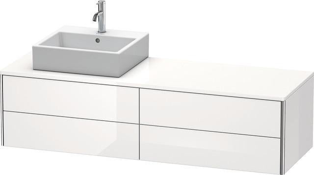 Duravit XSQUARE Waschtischunterbau 1600 mm mit Becken links – Sand Matt
